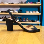 MODA SANDALIA TACÓN NEGRO CON BRILLOS, foto 3