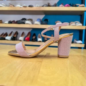 MODA SANDALIA TACÓN ORO ROSA CLARO