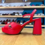 MODA SANDALIA DE TACÓN CON TIRAS CRUZADAS ROJO, foto 3