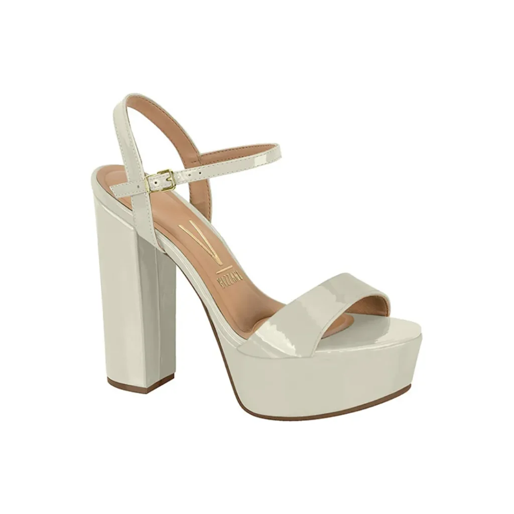 Vizzano Sandalia Tacón Alto Con Plataforma – Blanco Charol