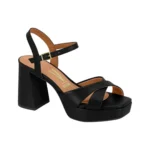 MODA SANDALIA DE TACÓN CON TIRAS CRUZADAS NEGRO, foto 1